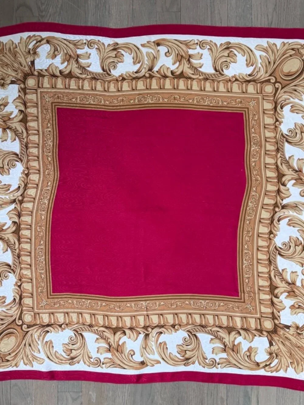Talbots Vintage Silk Square Scarf,(1980/90s),Red/Gold Baroque,Collector Interest - Picture 3 of 9